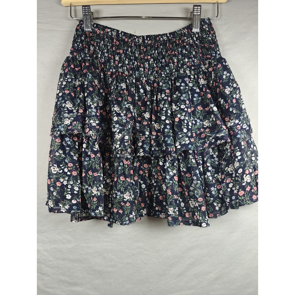 Muche et Muchette Mini Ruffle skirt Navy‎ Floral One Size
